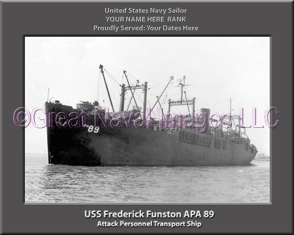 USS Frederick Funston APA 89 Personalized Ship Photo on Canvas