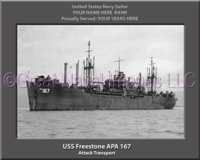 USS Freestone APA 167 Personalized Ship Photo on Canvas