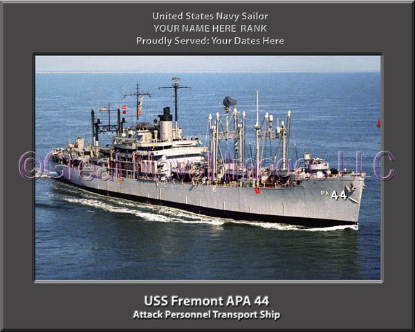 USS Fremont APA 44 Personalized Ship Photo on Canvas