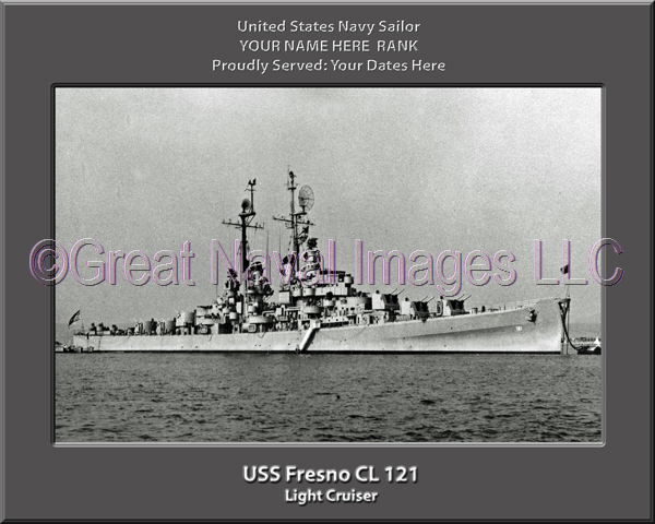 USS Fresno CL 121 Personalized Navy Ship Photo Printed on Canvas