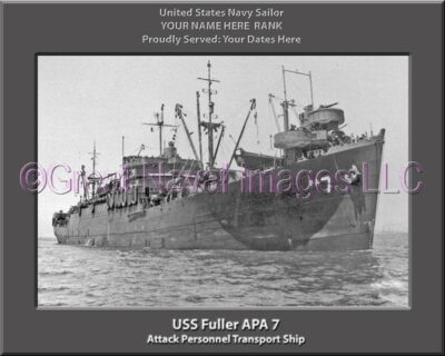 USS Fuller APA 7 Personalized Ship Photo on Canvas