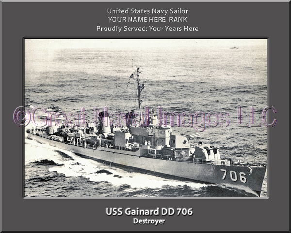 USS Gainard DD 706 Personalized Navy Ship Photo