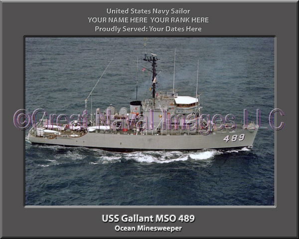 USS Gallant MSO 489 Personalized Photo on Canvas