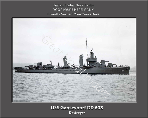 USS Gansevoort DD 608 Personalized Navy Ship Photo