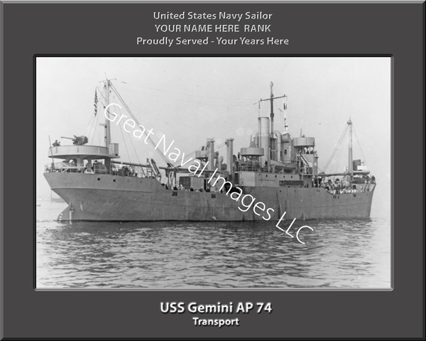 USS Gemini AP 75 Personalized Ship Photo on Canvas
