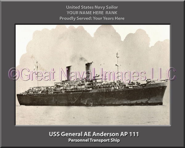 USS General AE Anderson AP 111 Personalized ship Photo