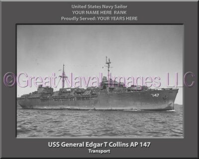 USS General Edgar T Collins AP 147 Personalized Navy Ship Photo