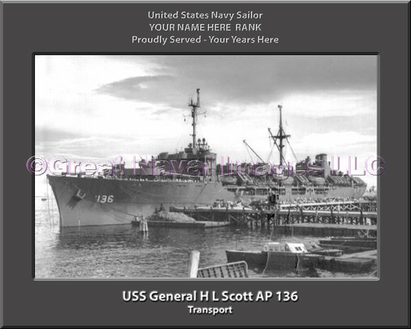 USS General H L Scott AP 136 Personalized Ship Photo