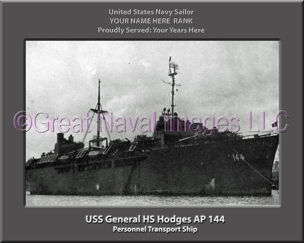 USS General HS Hodges AP 144 Personalized Ship Photo on Canvas