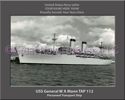 USS General W A Mann TAP 112 Personalized Ship Photo on Canvas