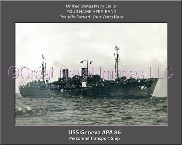 USS Geneva APA 86 Personalized Ship Photo on Canvas
