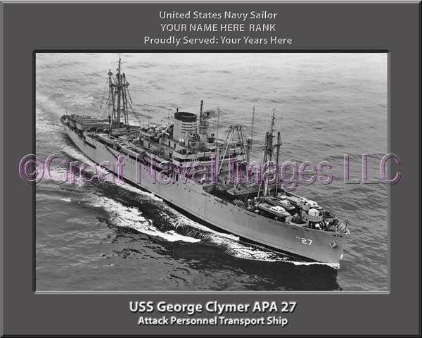 USS George Clymer APA 27 Personalized Ship Photo on Canvas