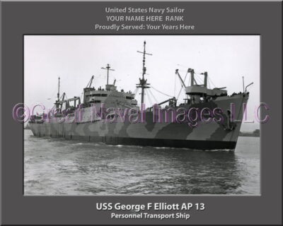 USS George F Elliott AP 13 Personalized Ship Photo on Canvas