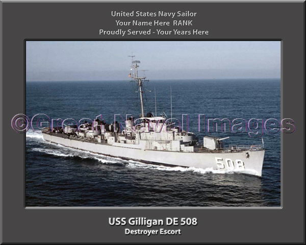 USS Gilligan DE 508 Personalized Navy Ship Photo