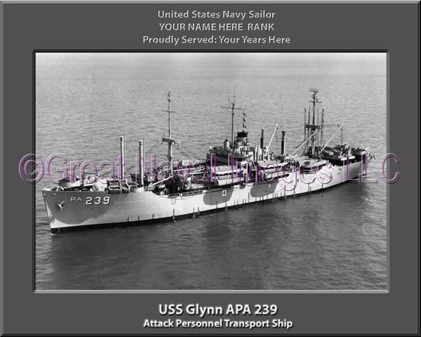 USS Glynn APA 239 Personalized Ship Photo on Canvas