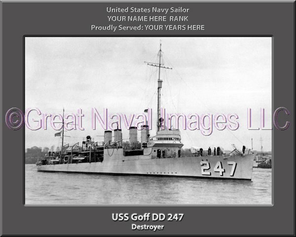 USS Goff DD 247 Personalized Navy Ship Photo