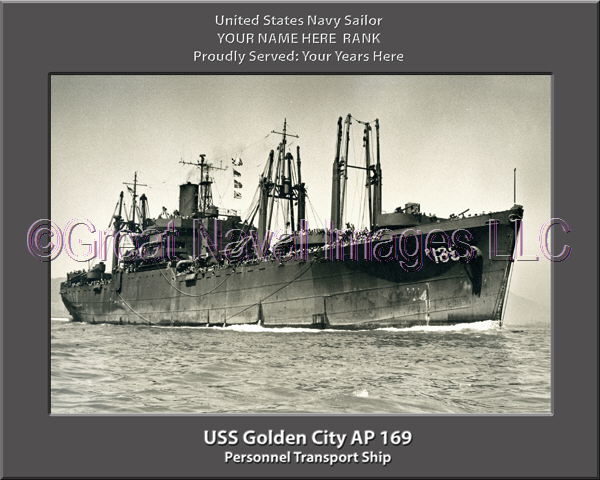 USS Golden City AP 169 Personalized Ship Photo on Canvas
