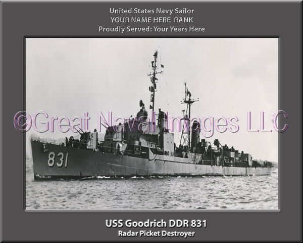 USS Goodrich DDR 831 Personalized Navy Ship Photo