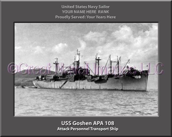 USS Goshen APA 108 Personalized Ship Photo on Canvas