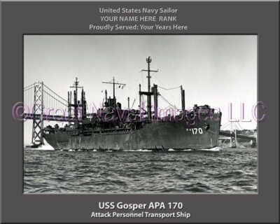 USS Gosper APA 170 Personalized Ship Photo on Canvas