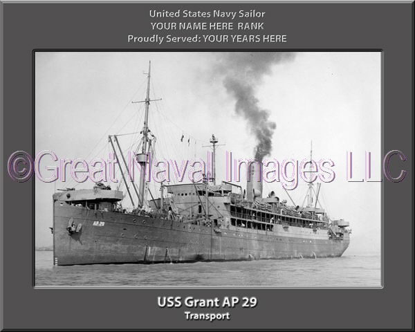 USS Grant AP 29 Personalized Navy Ship Photo