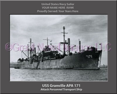 USS Granville APA 171 Personalized Ship Photo on Canvas