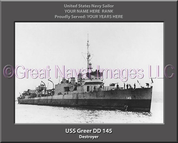 USS Greer DD 145 Personalized Navy Ship Photo