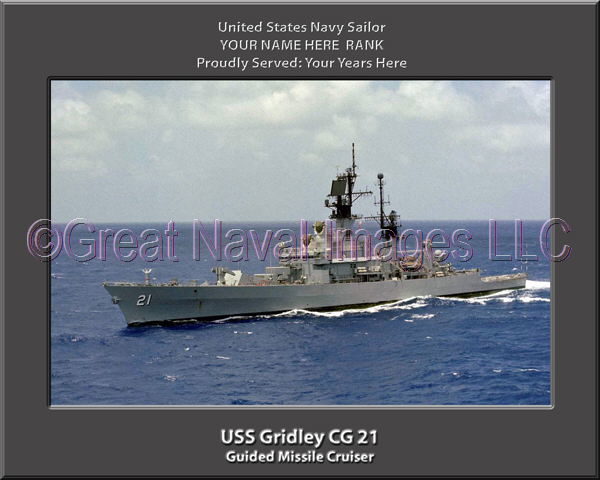 USS Gridlrey CG 21 Personalized Navy Ship Photo Printed on Canvas