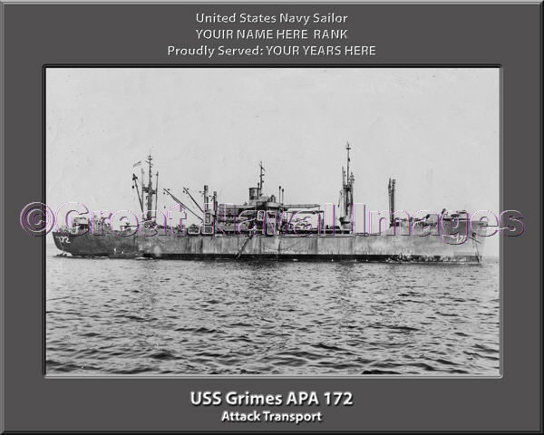 USS Grimes APA 172 Personalized Ship Photo on Canvas