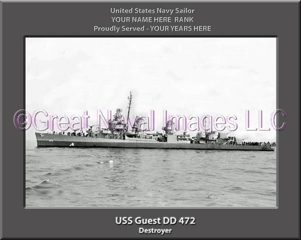 USS Guest DD 472 Personalized Navy Ship Photo