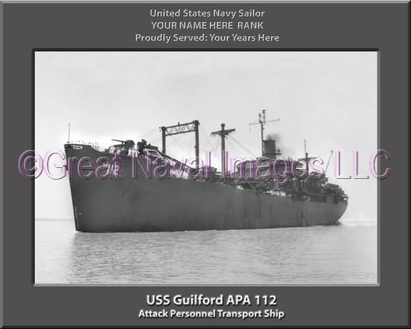 USS Guilford APA 112 Personalized Ship Photo on Canvas