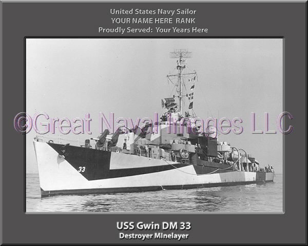 USS Gwin DM 33 Personalized Navy Ship Photo