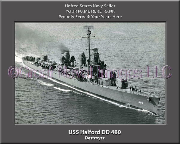 USS Halford DD 480 Personalized Navy Ship Photo