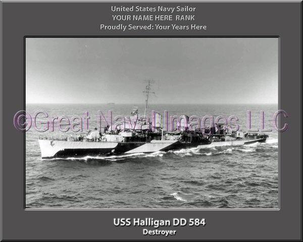 USS Halligan DD 584 Personalized Navy Ship Photo