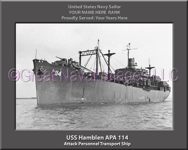 USS Hamblen APA 114 Personalized Ship Photo on Canvas