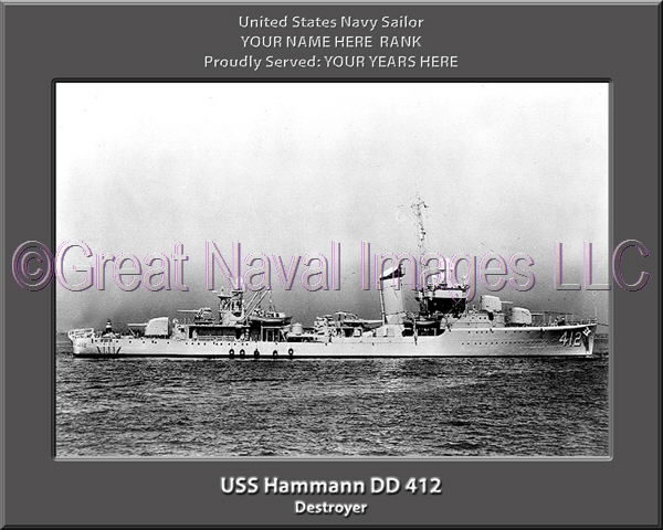 USS Hammann DD 412 Personalized Navy Ship Photo