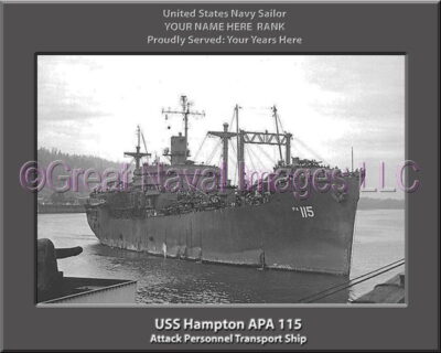 USS Hampton APA 115 Personalized Ship Photo on Canvas
