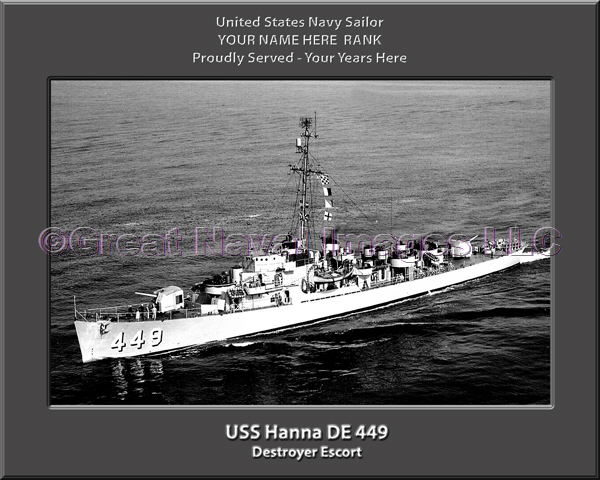 USS Hanna DE 449 Personalized Navy Ship Photo