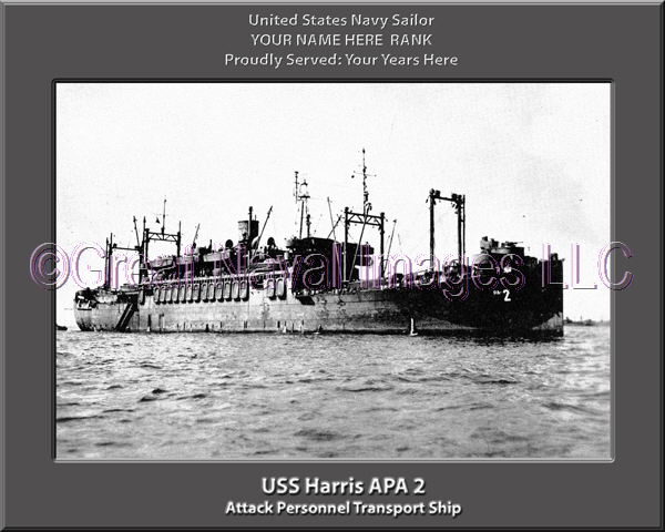 USS Harris APA 2 Personalized Ship Photo on Canvas