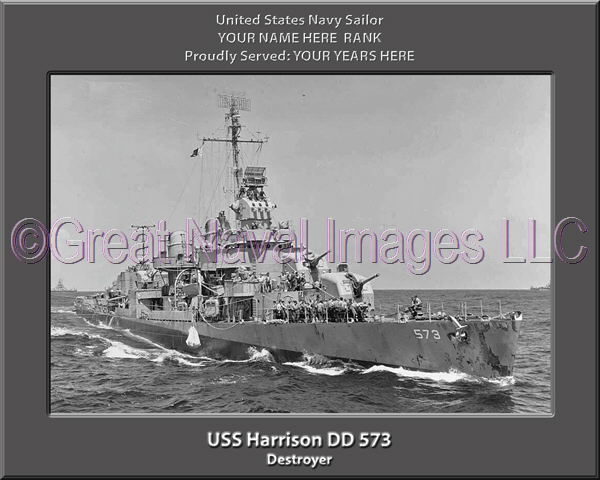 USS Harrison DD 573 Personalized Navy Ship Photo