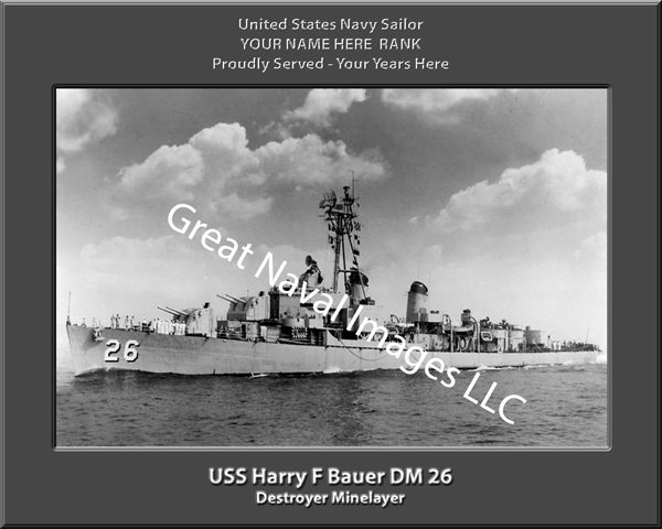 USS Harry F Bauer DM 26 Personalized Navy Ship Photo