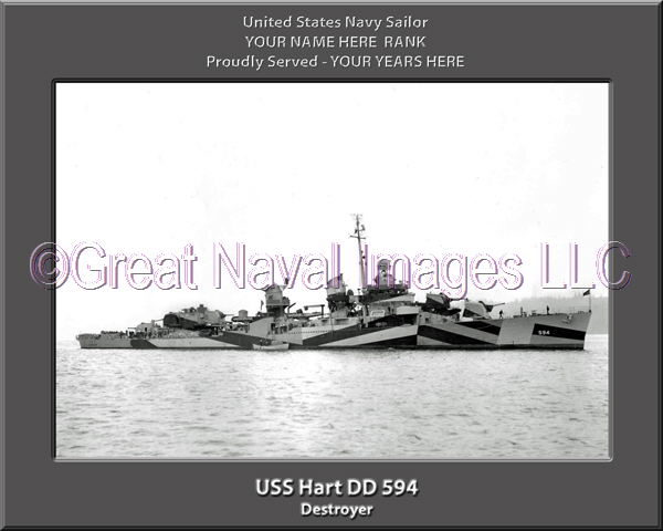 USS Hart DD 594 Personalized Navy Ship Photo