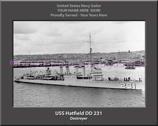 USS Hatfield DD 231 Personalized Navy Ship Photo