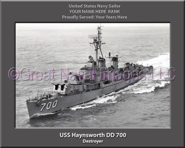 USS Haynsworth DD 700 Personalized Navy Ship Photo