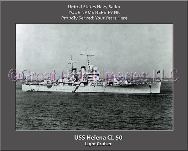 USS Helena CL 50 Personalized Navy Ship Photo Printed on Canvas