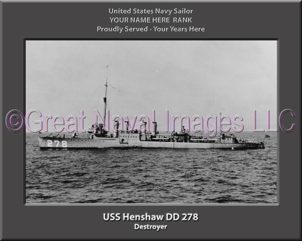 USS Henshaw DD 278 Personalized Navy Ship Photo