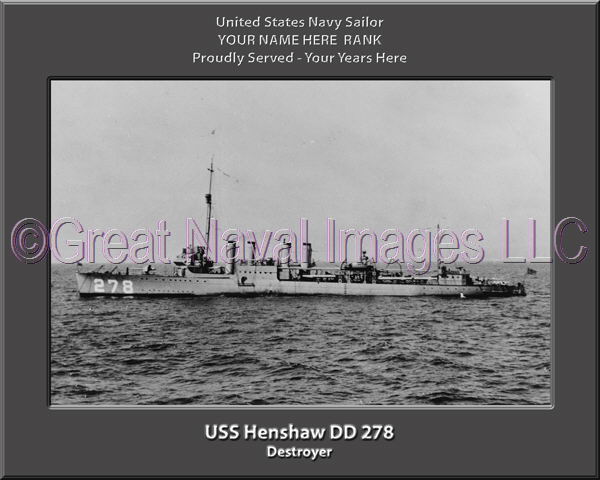 USS Henshaw DD 278 : Personalized Navy Ship Photo ⋆ Great Naval Images LLC.
