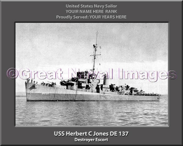 USS Herbert C Jones DE 137 Personalized Navy Ship Photo