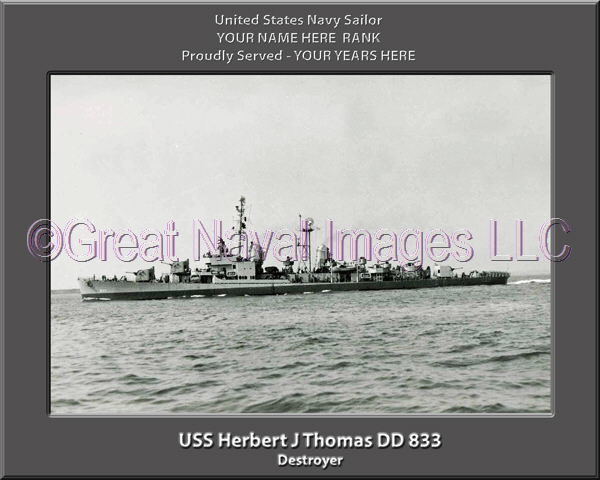 USS Herbert J Thomas DD 833 Personalized Navy Ship Photo