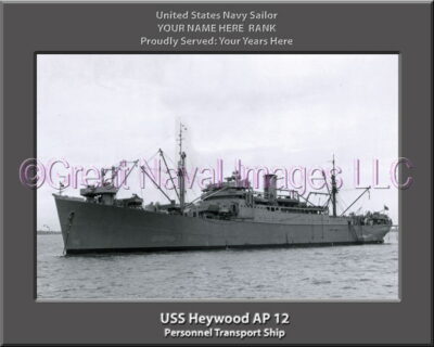 USS Heywood AP 12 Personalized Ship Photo on Canvas